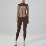 Fitness Wear Slim Fit Yoga Jacket Stand Collar Zip-Up Long Sleeve Top