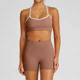High-Waist Butt Lift Yoga Shorts Slim Fit Tight Tank Running Sports Bra Set
