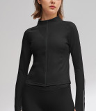 Autumn Yoga Wear Long Sleeve Sport Jacket Slim Fit Zip-Up Sun Protection Breathable Outwear