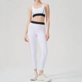 High-Waist Sport Set Color Block Low Back Tight Yoga Running Gym Outfit