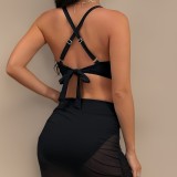 Sexy Back Cross Lace-Up Low Back Bikini Swimsuit