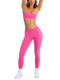 Strapless Top & Long Pants High Stretch Tank Sports Bra Anti-Slip Yoga Pilates Set