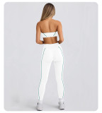 Strapless Top & Long Pants High Stretch Tank Sports Bra Anti-Slip Yoga Pilates Set