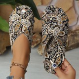 Cross Strap Flat Toe Sandals Round-Toe Lazy Beach Slides