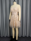 Sexy Off-Shoulder Mesh Patchwork Sequin Party Dress