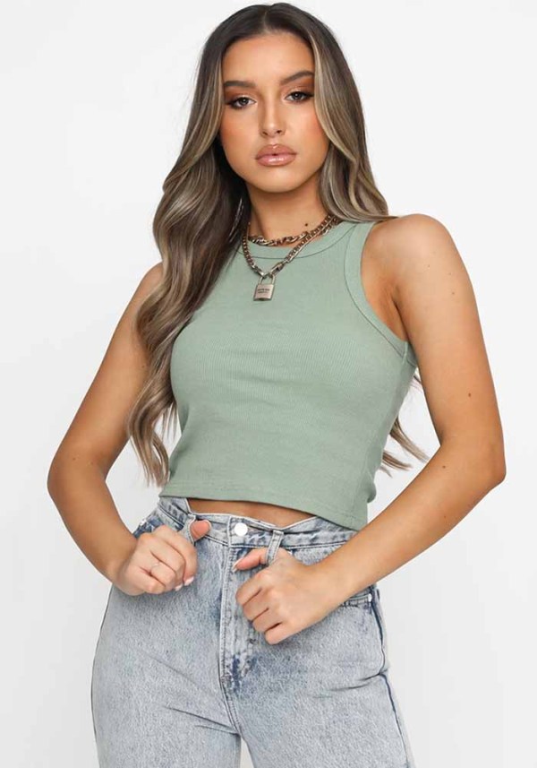 Women Spring/Summer Solid Sleeveless Basic Tank T-Shirt