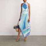 Summer Satin Low Back Top & Asymmetrical Skirt Set
