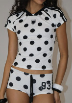 Women Summer Digital Print Short-Sleeved Top and Shorts Two-Piece Set