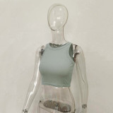 Women Spring/Summer Solid Sleeveless Basic Tank T-Shirt