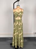 Women Printed Strapless Hollow Dress