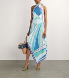 Summer Satin Low Back Top & Asymmetrical Skirt Set
