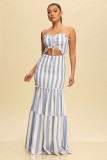 Women Printed Strapless Hollow Dress