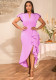 Plus-Size Women Ruffle Irregular Formal Party Dress