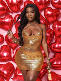 Women Sexy Metal Sequin Bodycon Dress