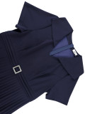 Plus-Size Women V-Neck Square-Button Elegant Pleated Dress