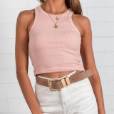 Women Spring/Summer Solid Sleeveless Basic Tank T-Shirt
