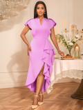 Plus-Size Women Ruffle Irregular Formal Party Dress