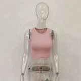 Women Spring/Summer Solid Sleeveless Basic Tank T-Shirt