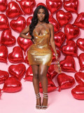 Women Sexy Metal Sequin Bodycon Dress