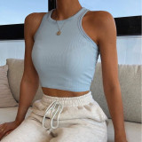 Women Spring/Summer Solid Sleeveless Basic Tank T-Shirt