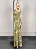 Women Printed Strapless Hollow Dress