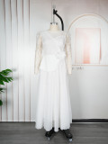 Lace Trim Plus Size African Embroidered Evening Gown