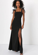 Solid Color Slit Slim Waist Slim Fit Sexy Long Dress Evening Gown Solid Color Slit Slim Waist Slim Fit Sexy Long Dress Evening Gown