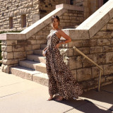 Summer Women's Strap Leopard Print Maxi Dress