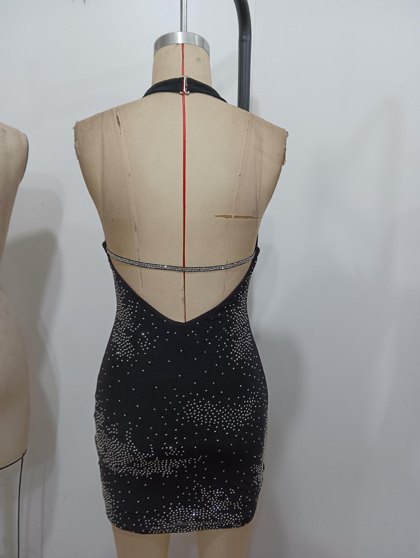 Sexy Deep V Neck Halter Bodycon Mini Formal Party Dress