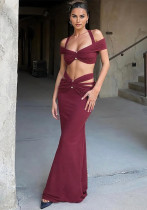 Women's Summer Sexy Halter Neck Off Shoulder Crop Top & Slim Fit Skirt Set Women's Summer Sexy Halter Neck Off Shoulder Crop Top & Slim Fit Skirt Set