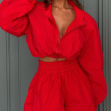 Spring Women's Fashion Chic Long Sleeve Casual Two-Piece Shorts Set
