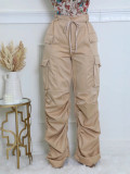 Women's Solid Color Multi-pocket Cargo Pants