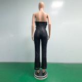 Bell Bottom Feather Strapless Sexy Fashion Jumpsuit