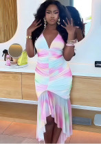 Early Autumn Strap Low Back Pleated Asymmetrical Dress