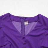 Print Button A-Line Plus Size Dress