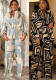 Elegant Stand Collar Print Drawstring Slim Waist Long Sleeve Two-Piece Pants Set