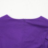 Print Button A-Line Plus Size Dress
