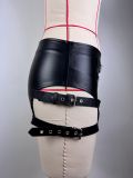 PU Leather Stretch Tight Fit Hollow-out High Waist Shorts