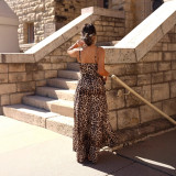 Summer Women's Strap Leopard Print Maxi Dress