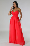 Casual Fashion Summer Strappy Low Back Sexy Solid Color Jumpsuit