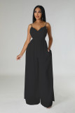 Casual Fashion Summer Strappy Low Back Sexy Solid Color Jumpsuit