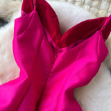 Luxury Strap V-Neck A-Line Flared Midi Dress