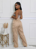 Women's Solid Color Multi-pocket Cargo Pants