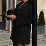 Spring Women's Long Sleeve V-Neck Long Career Blazer