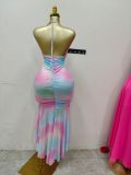 Early Autumn Strap Low Back Pleated Asymmetrical Dress