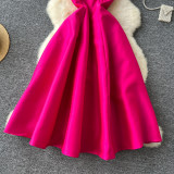 Luxury Strap V-Neck A-Line Flared Midi Dress