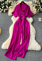Summer Chic Turn-down Collar Button High Waist Jumpsuit Summer Chic Turn-down Collar Button High Waist Jumpsuit
