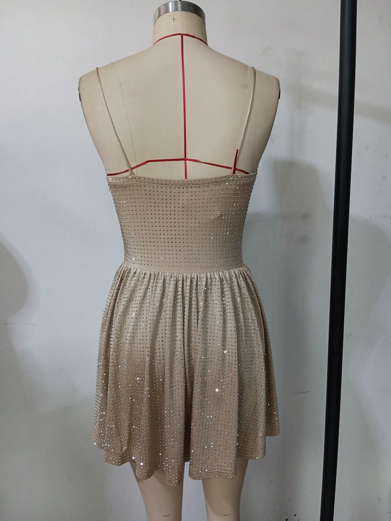 Women's Strapless Beaded A-Line Low Back Beaded Short Evening Dress