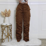 Women's Solid Color Multi-pocket Cargo Pants