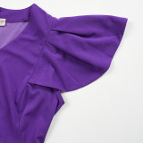 Print Button A-Line Plus Size Dress